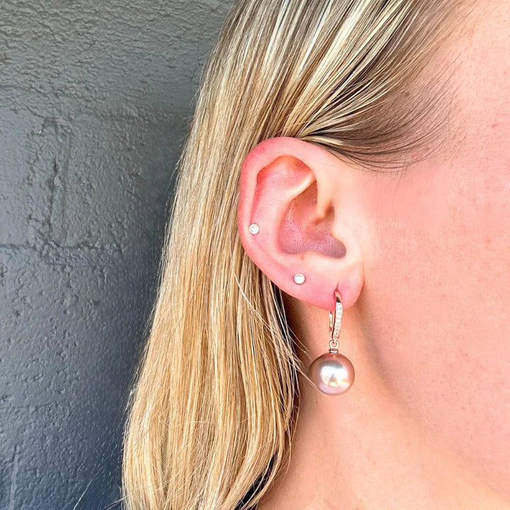 Sterling Silver 11.5mm Round Pink Edison pearl hook earrings