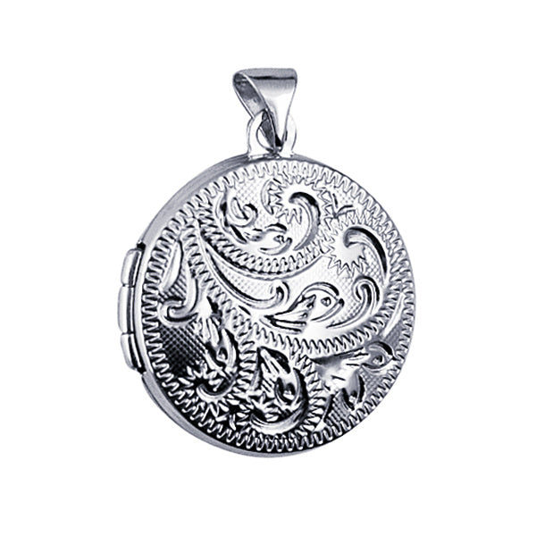 Sterling Silver Round Engraved Locket
