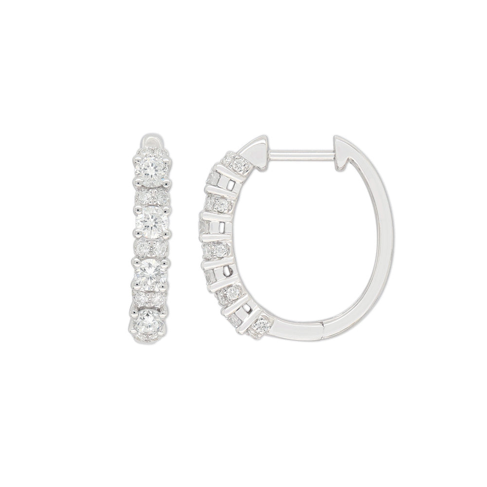 14ct White Gold Lab-Grown Diamond Huggie Earrings, 0.76ct Total