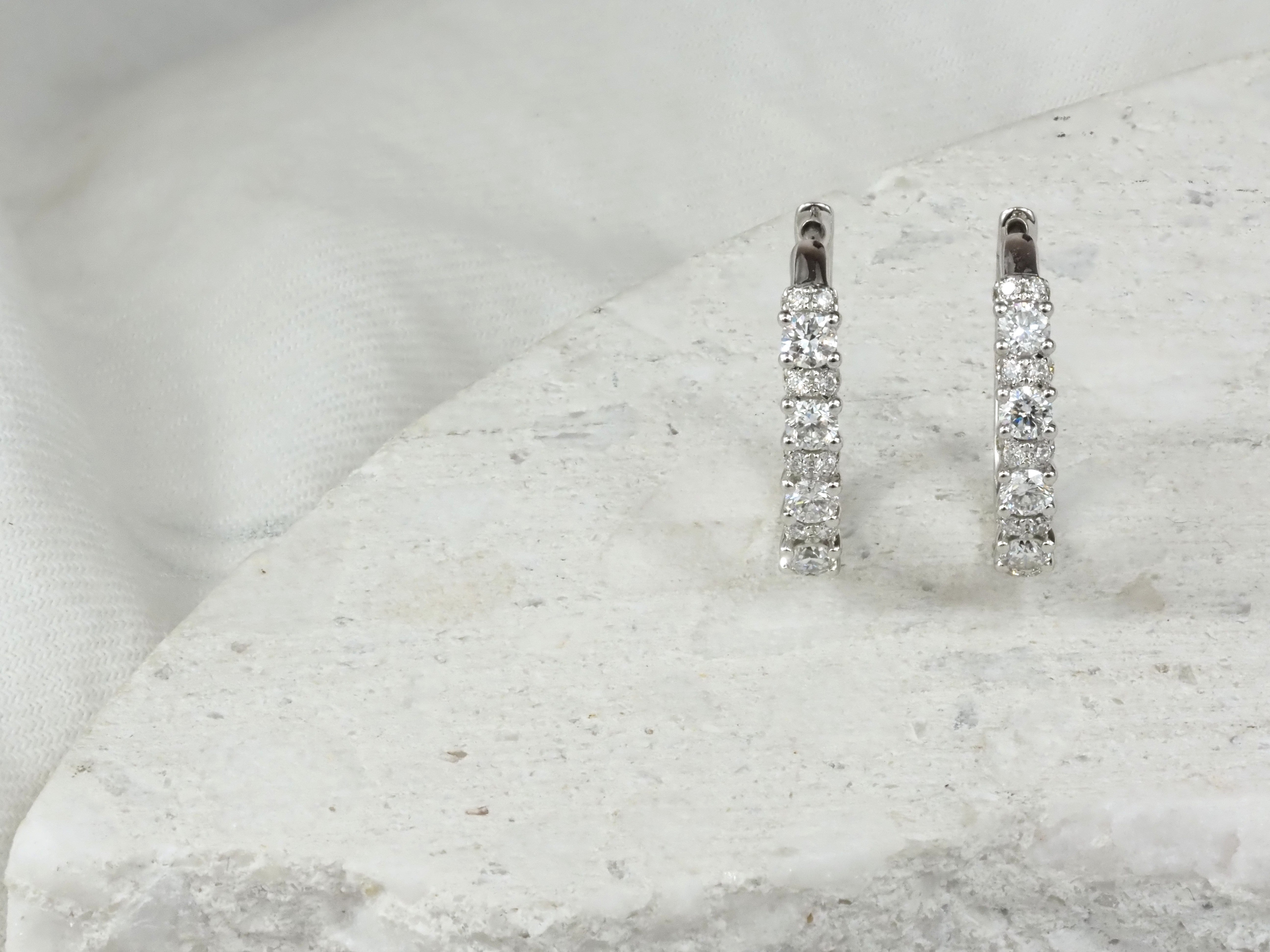 14ct White Gold Lab-Grown Diamond Huggie Earrings, 0.76ct Total