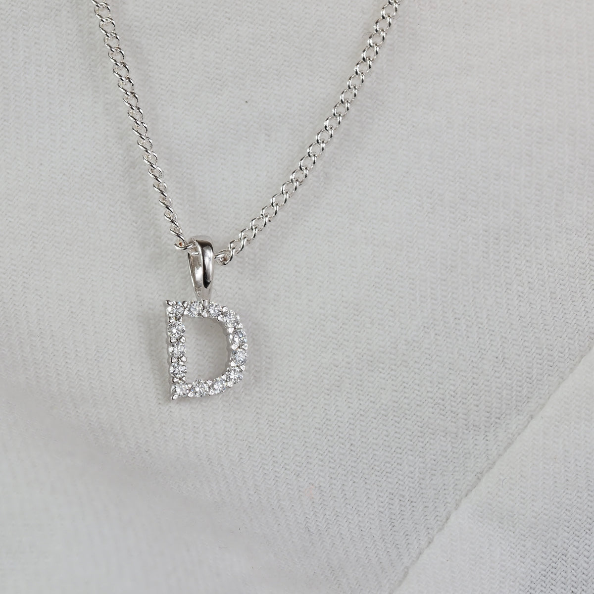 9ct White Gold Diamond Initial D Pendant