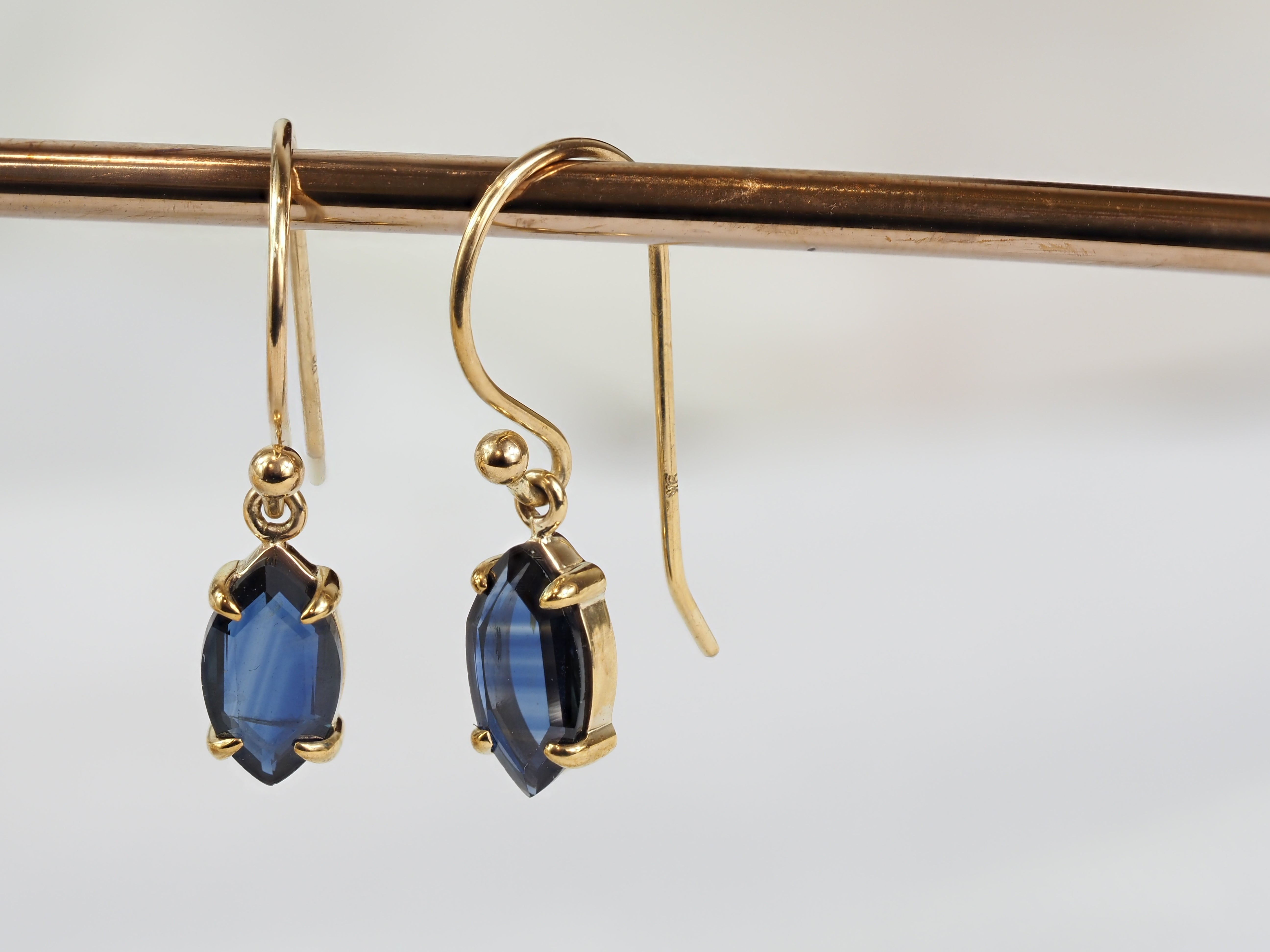 9ct Yellow Gold Sapphire Shepard Hook Earrings