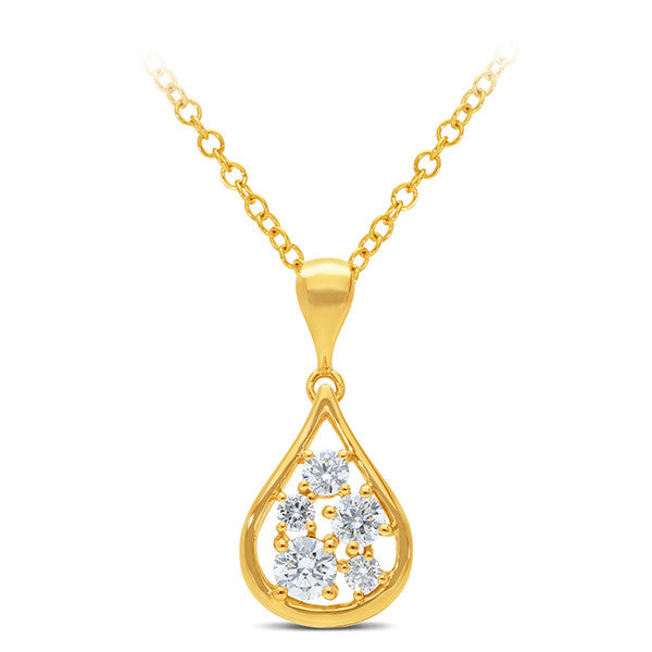 9ct Yellow Gold Lab-Grown Diamond Pendant, 0.38ct Total