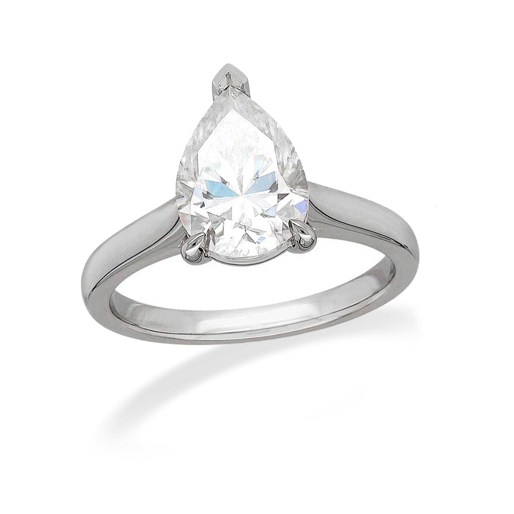 9ct White Gold Moissanite Pear Solitaire.