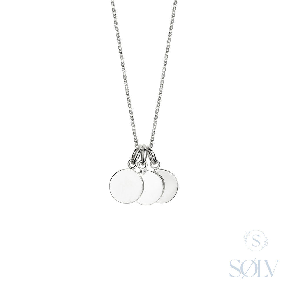 Solv Sterling Silver Necklet with 3 Plain Discs