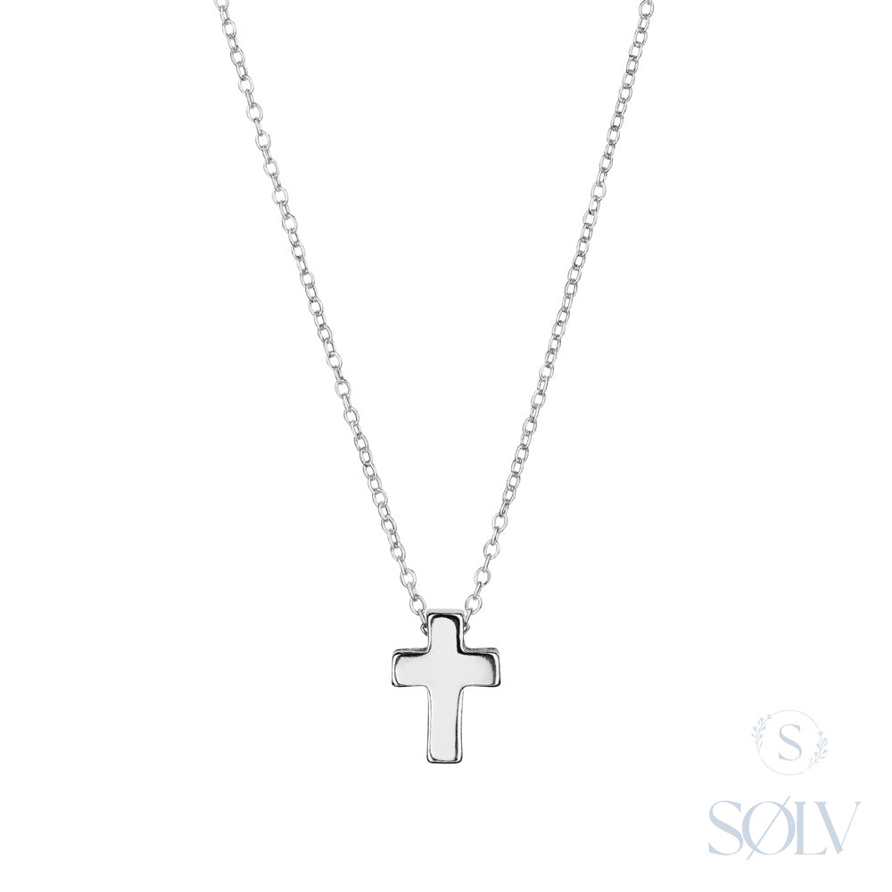 Solv Sterling Silver 3D Cross Necklet