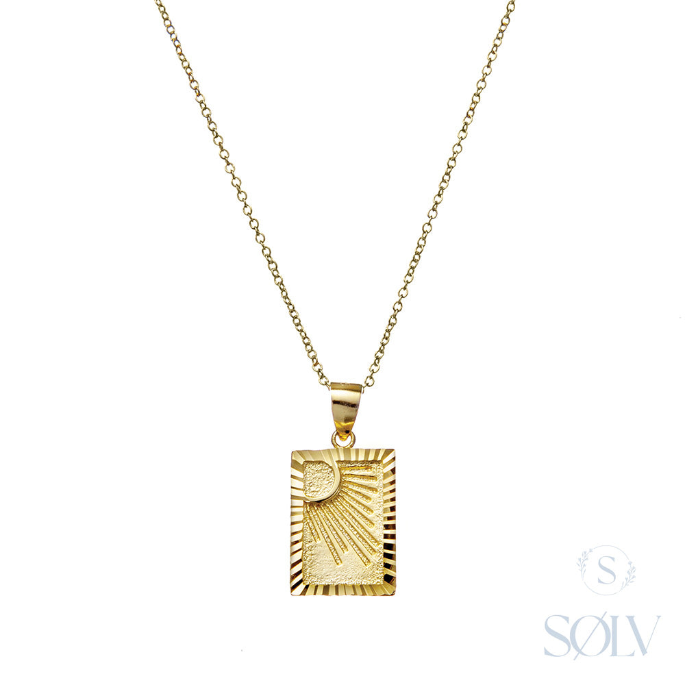 Solv Sterling Silver Gold Plated Sun Necklet