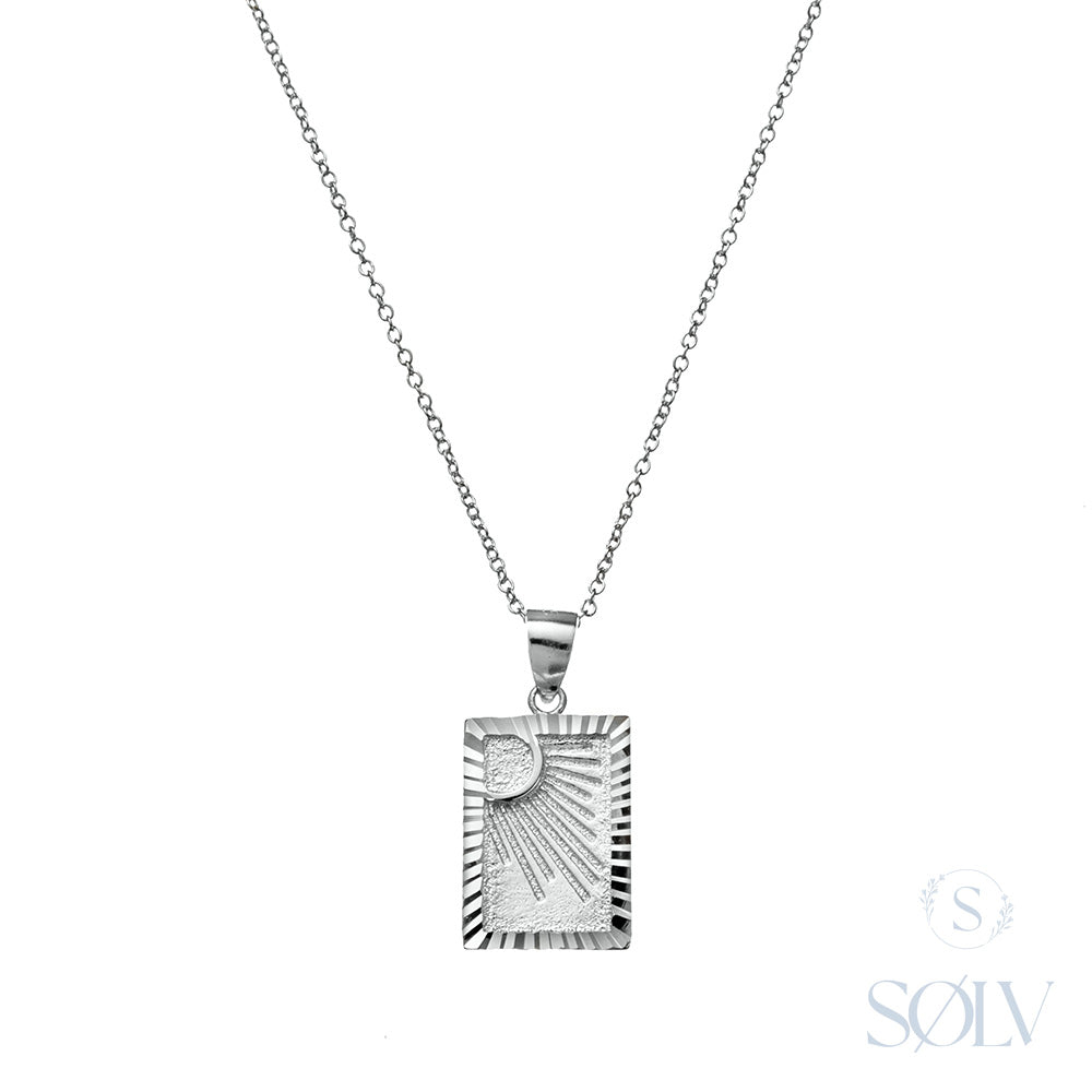 Solv Sterling Silver Sun Necklet