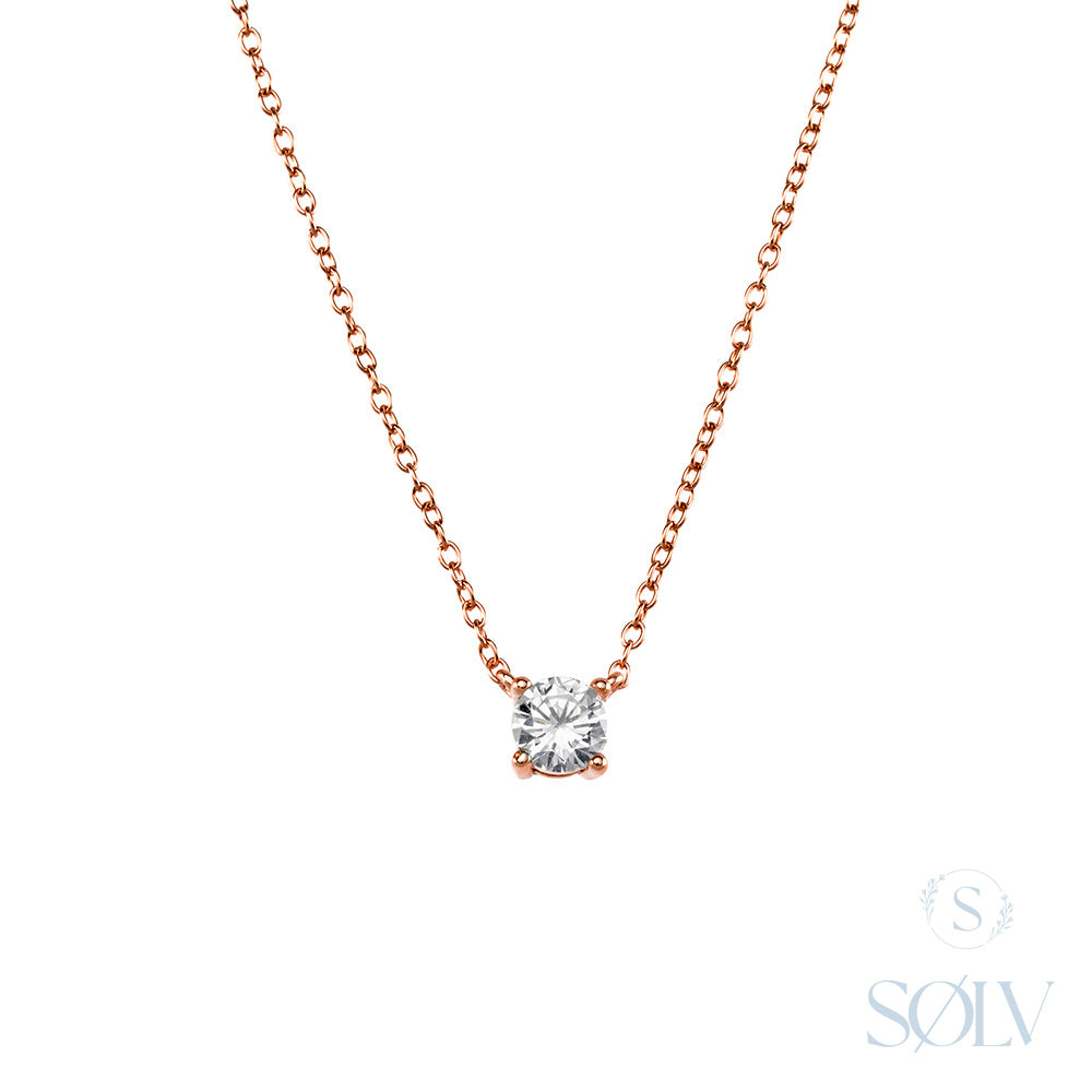 Solv Sterling Silver Gold Plated Round Cubic Zirconia Necklet