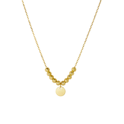 Solv Sterling Silver Yellow Gold Plated Beaten Ball Necklet