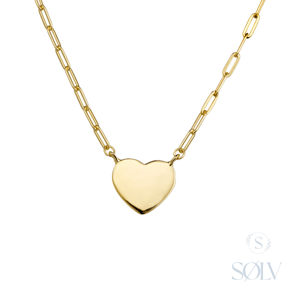 Solv Sterling Silver Gold Plated Heart Necklet