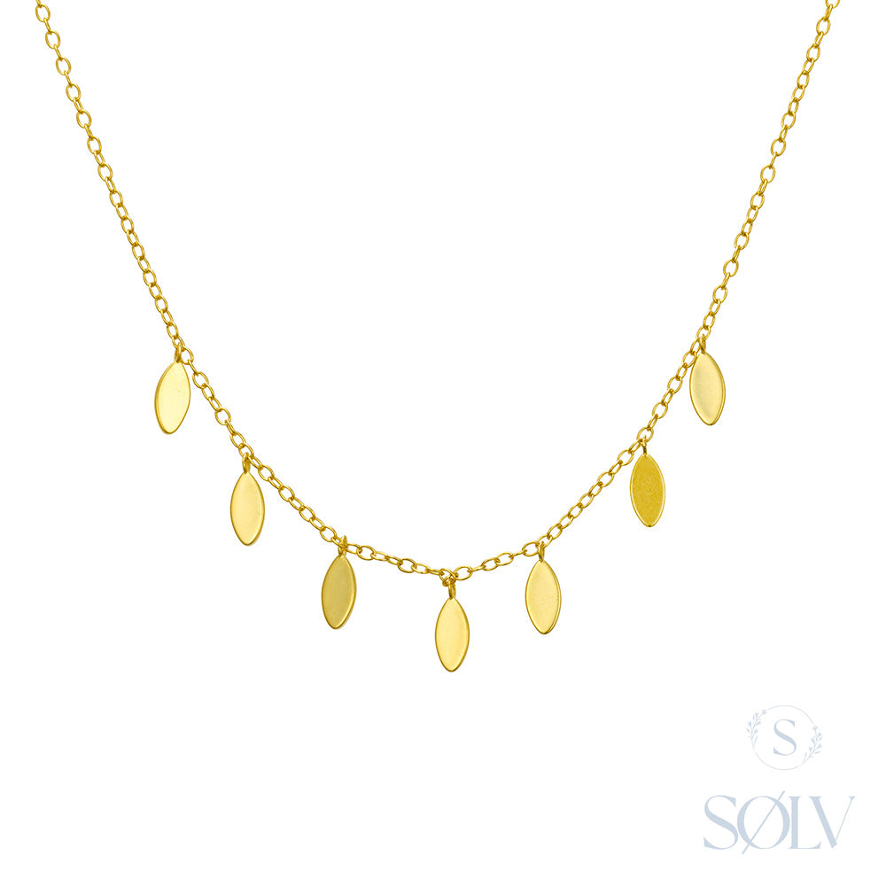 Solv Sterling Silver Gold Plated Multi Disc Necklet