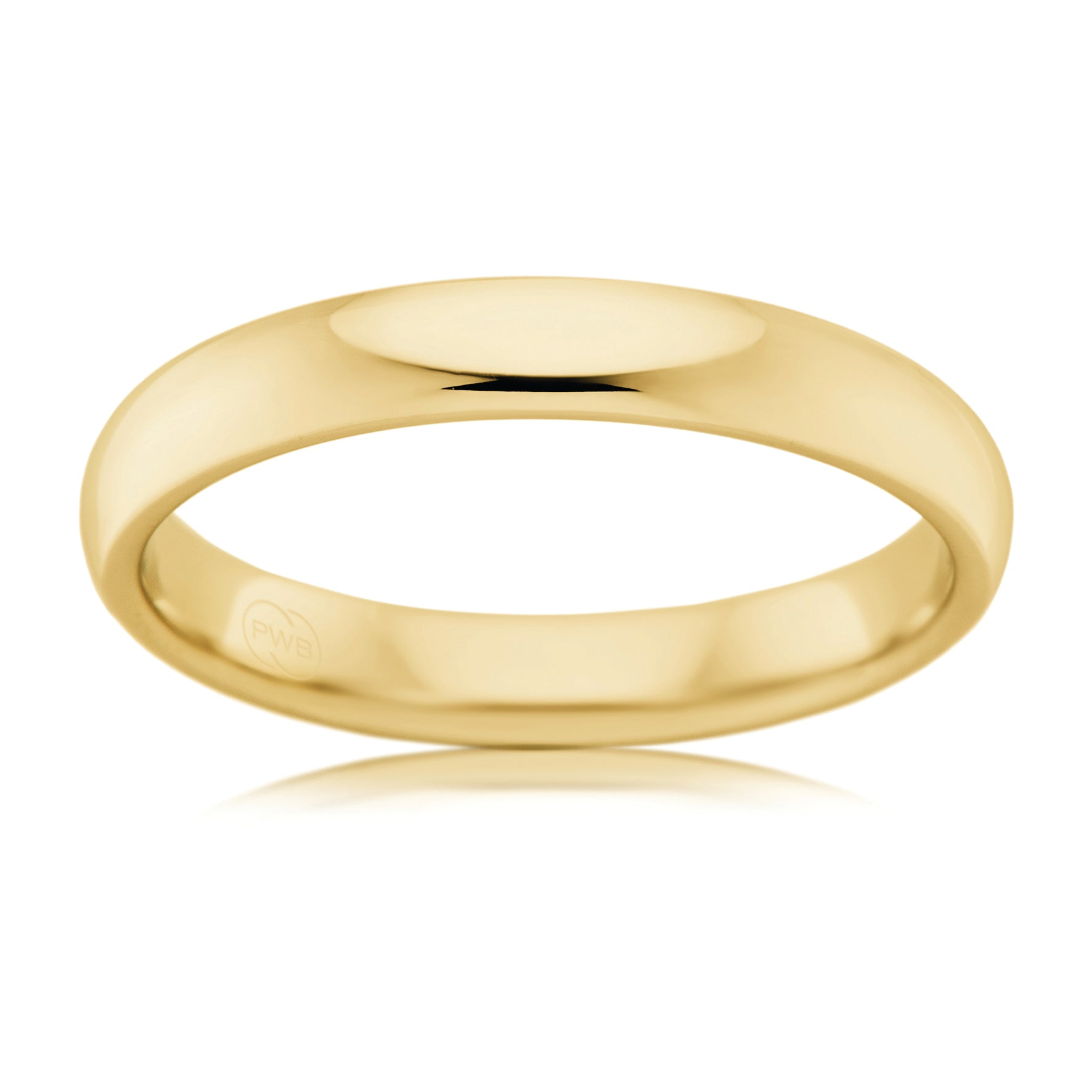 18ct Yellow Gold 3mm Original Comfort Wedding Band, polished finish, size N