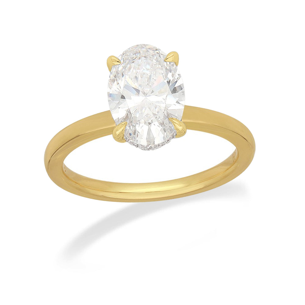 18ct Yellow Gold Lab-Grown Oval Diamond Engagement Ring, 2.06ct centre