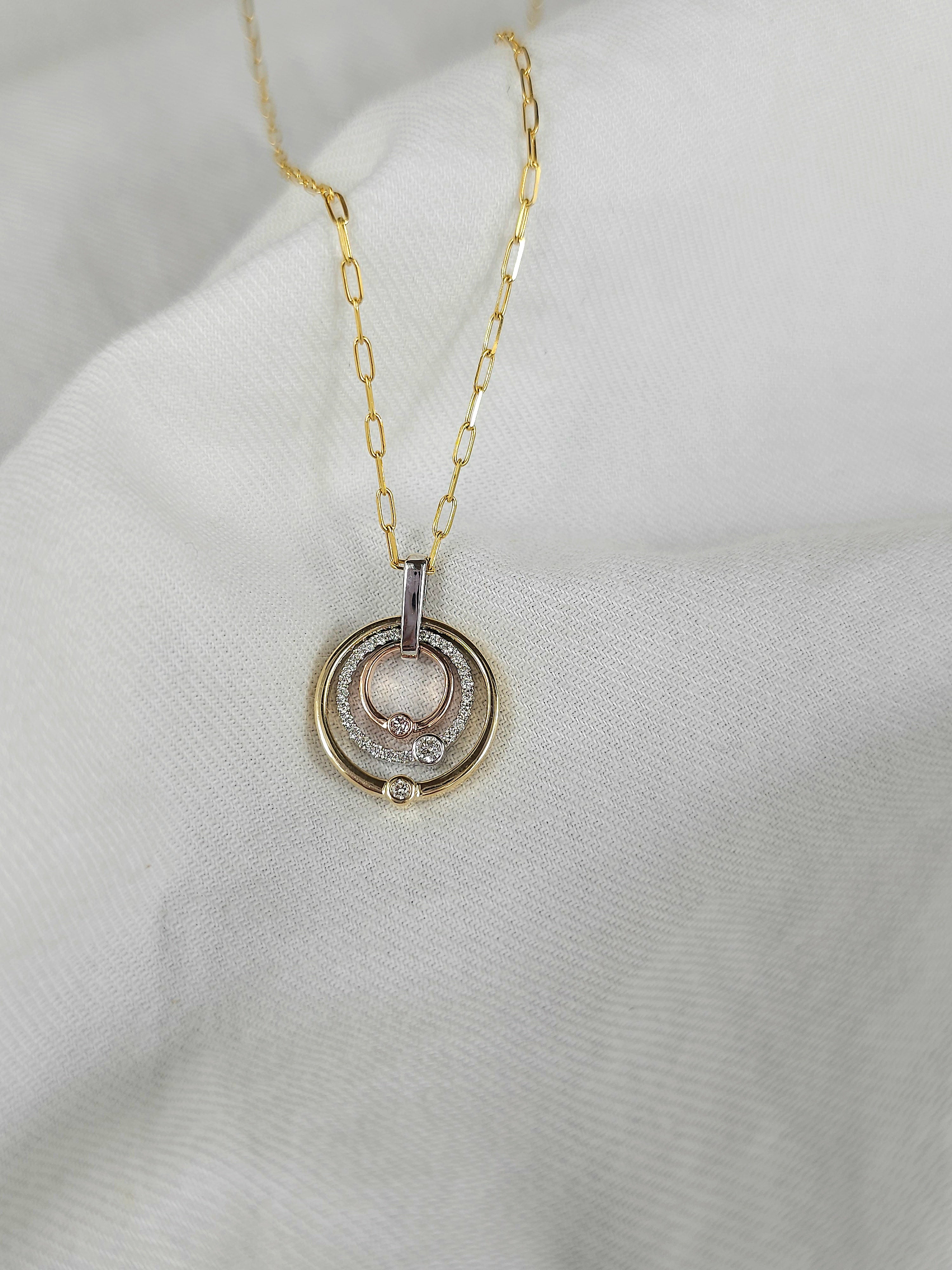 9ct Yellow, White and Rose gold 'Pink Caviar' Argyle Diamond pendant, 0.195ct total