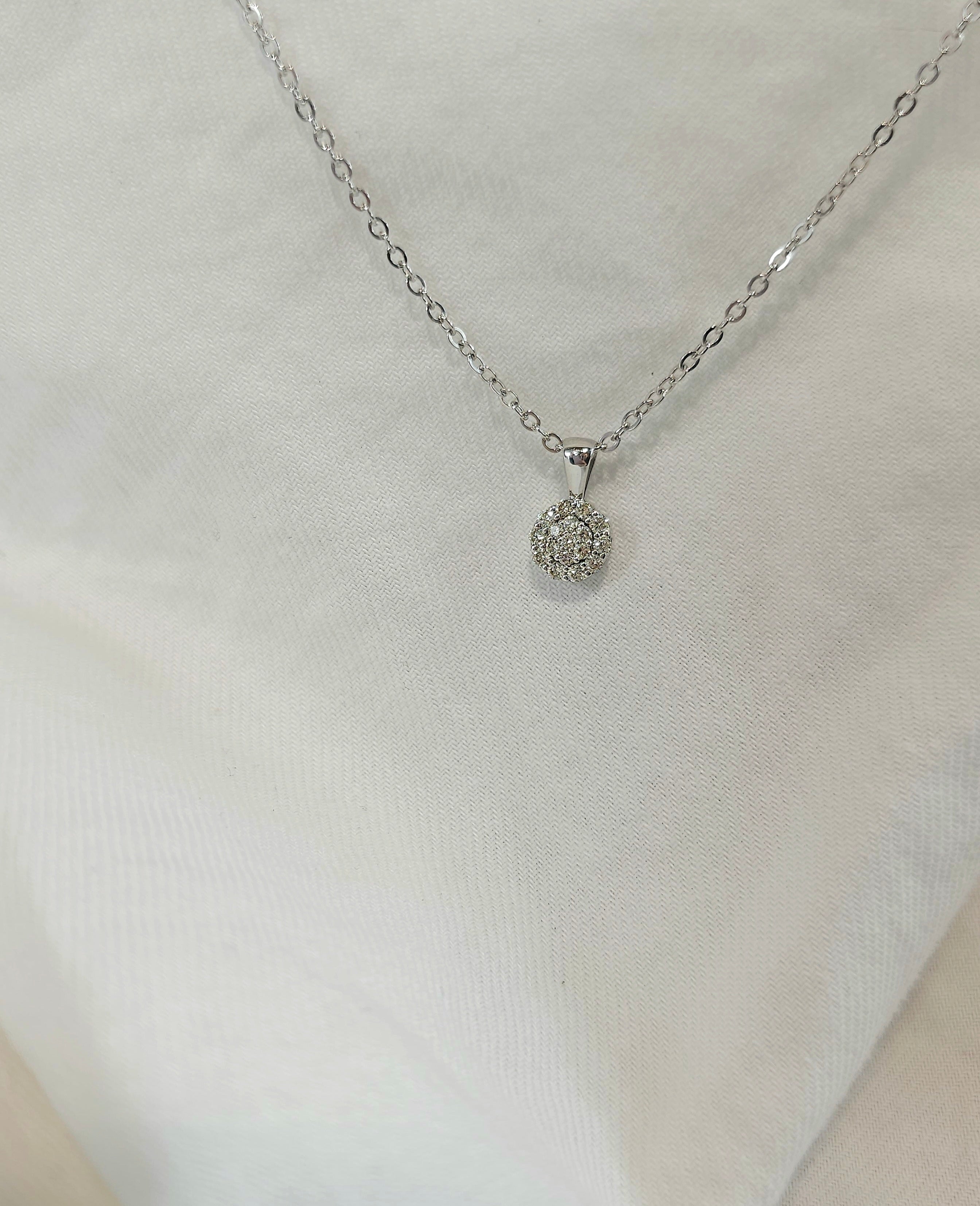 9ct White gold Diamond cluster Pendant