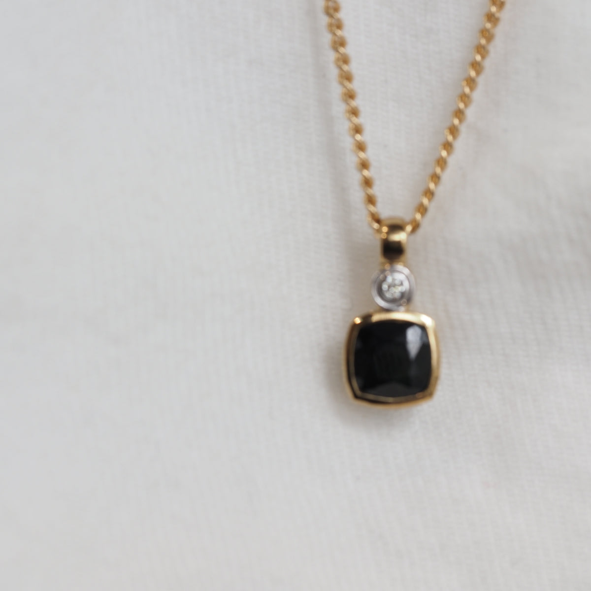 9ct Yellow Gold Sapphire and Diamond Pendant