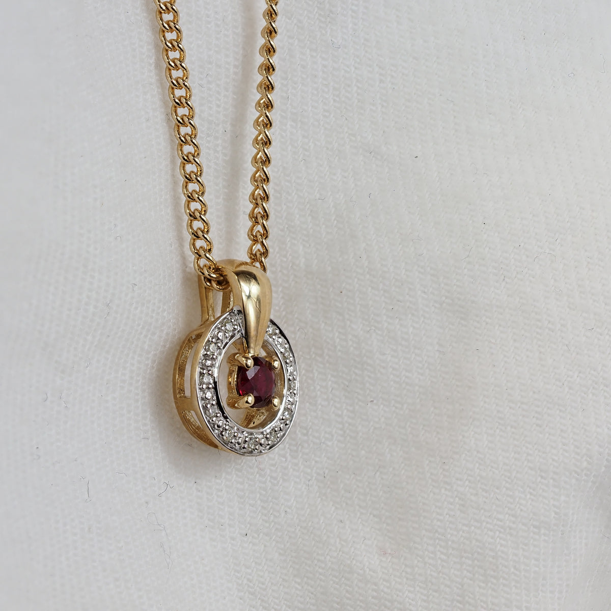 9ct Yellow Gold Ruby and Diamond pendant