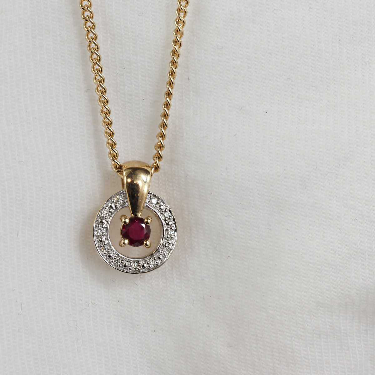 9ct Yellow Gold Ruby and Diamond pendant