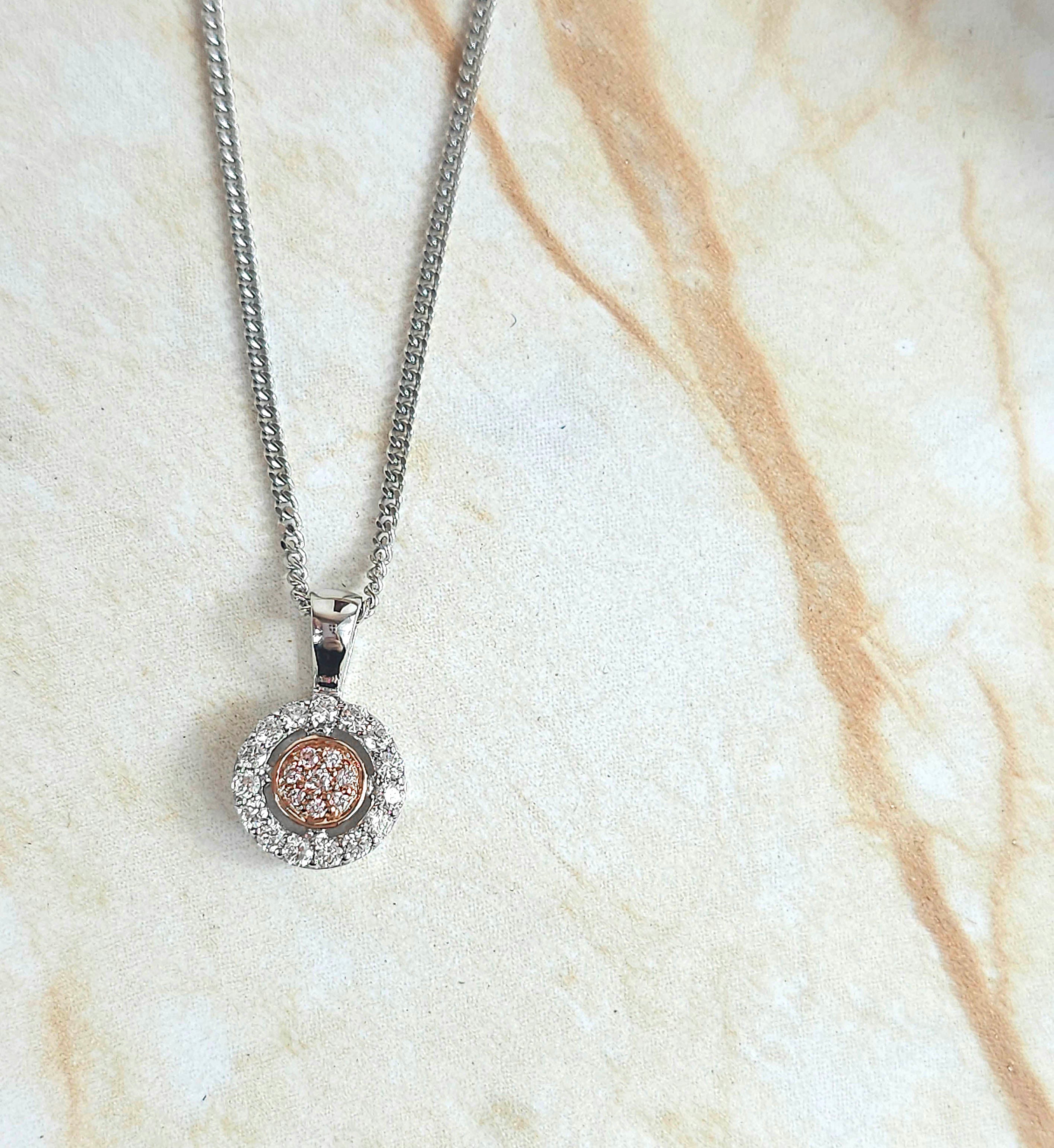 9ct White & Rose Gold 'Pink Caviar' Argyle diamond pendant, 0.195ct total.