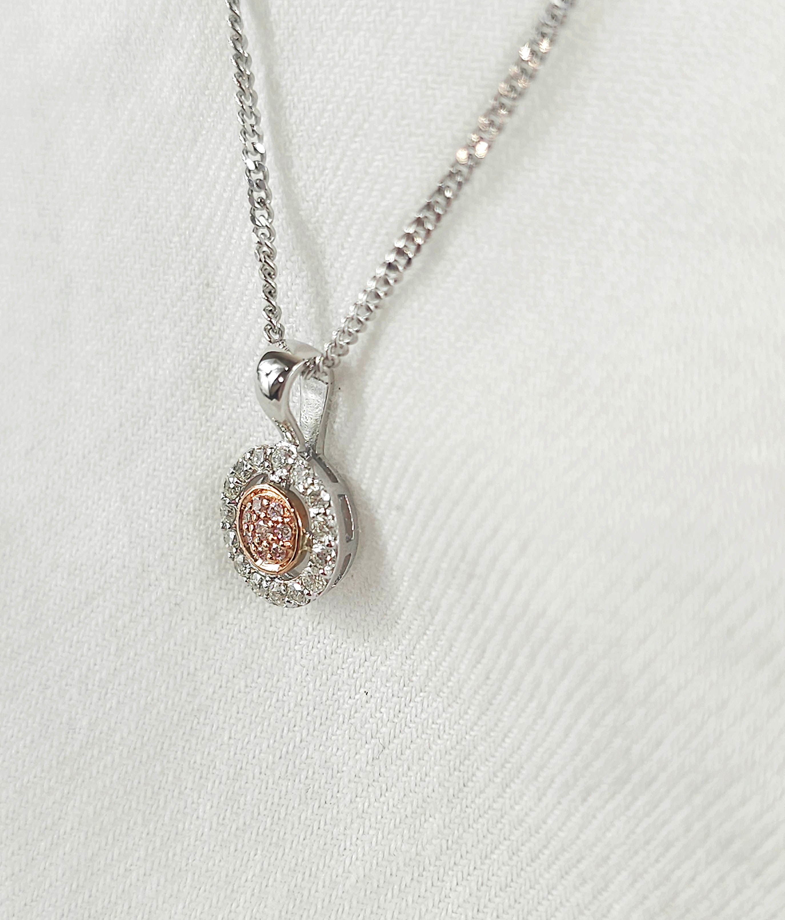 9ct White & Rose Gold 'Pink Caviar' Argyle diamond pendant, 0.195ct total.