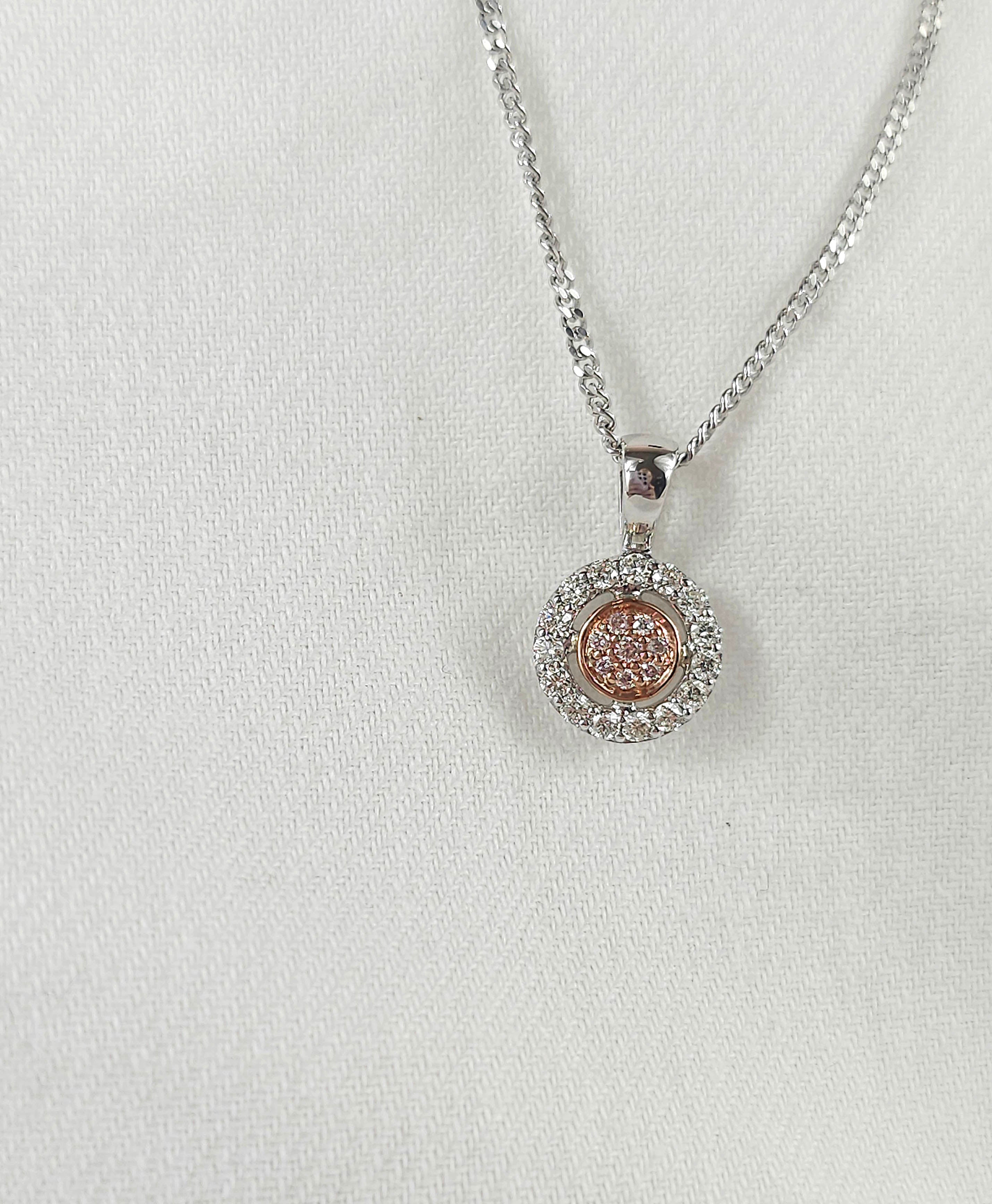9ct White & Rose Gold 'Pink Caviar' Argyle diamond pendant, 0.195ct total.