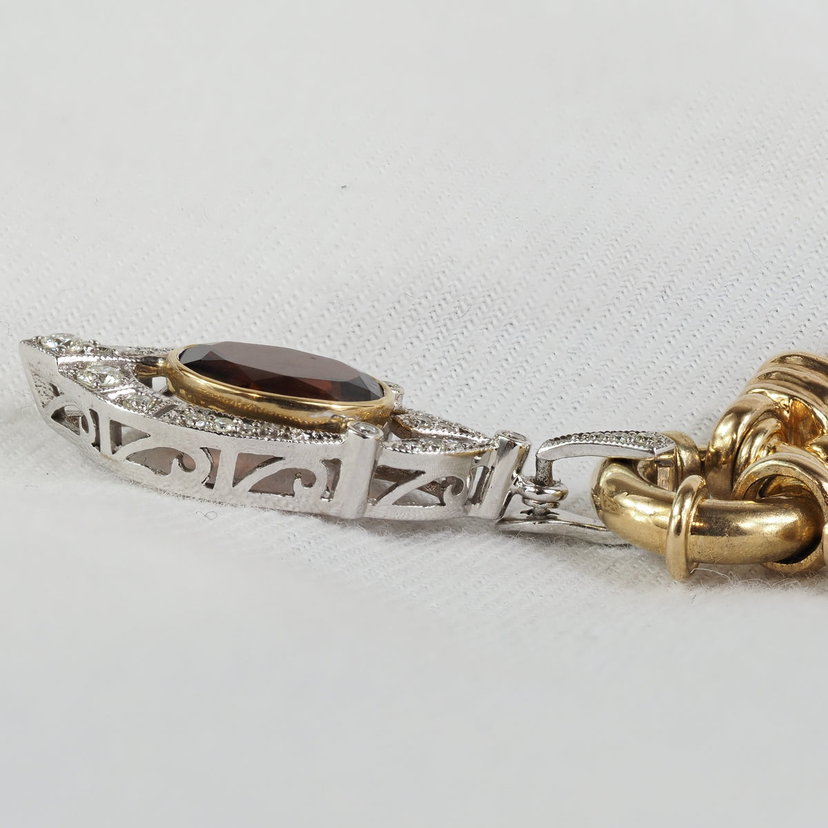 9ct Yellow and White Gold Garnet and Diamond pendant