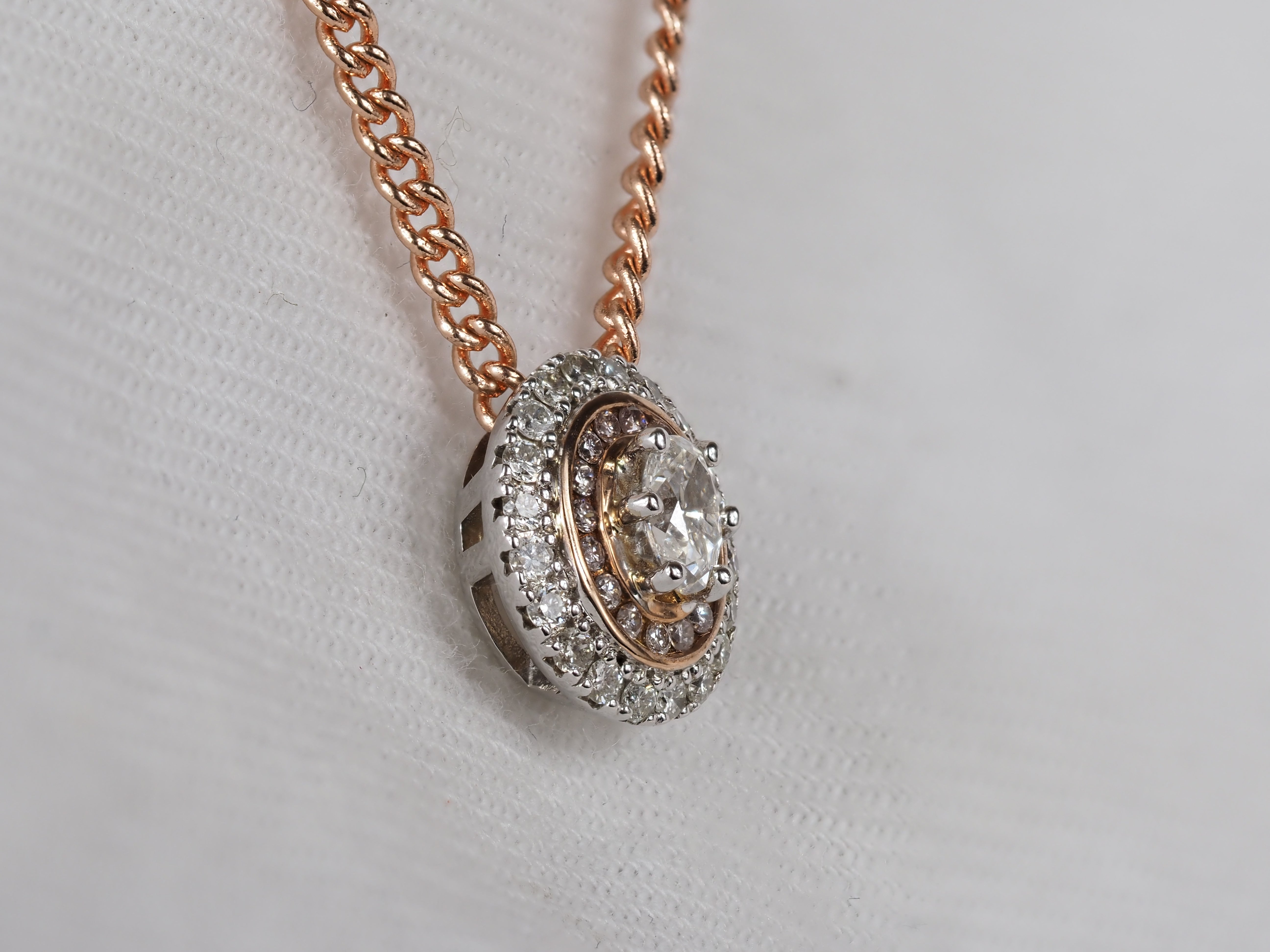 9ct Rose and White gold 'Pink Caviar' Diamond pendant, 0.38ct total
