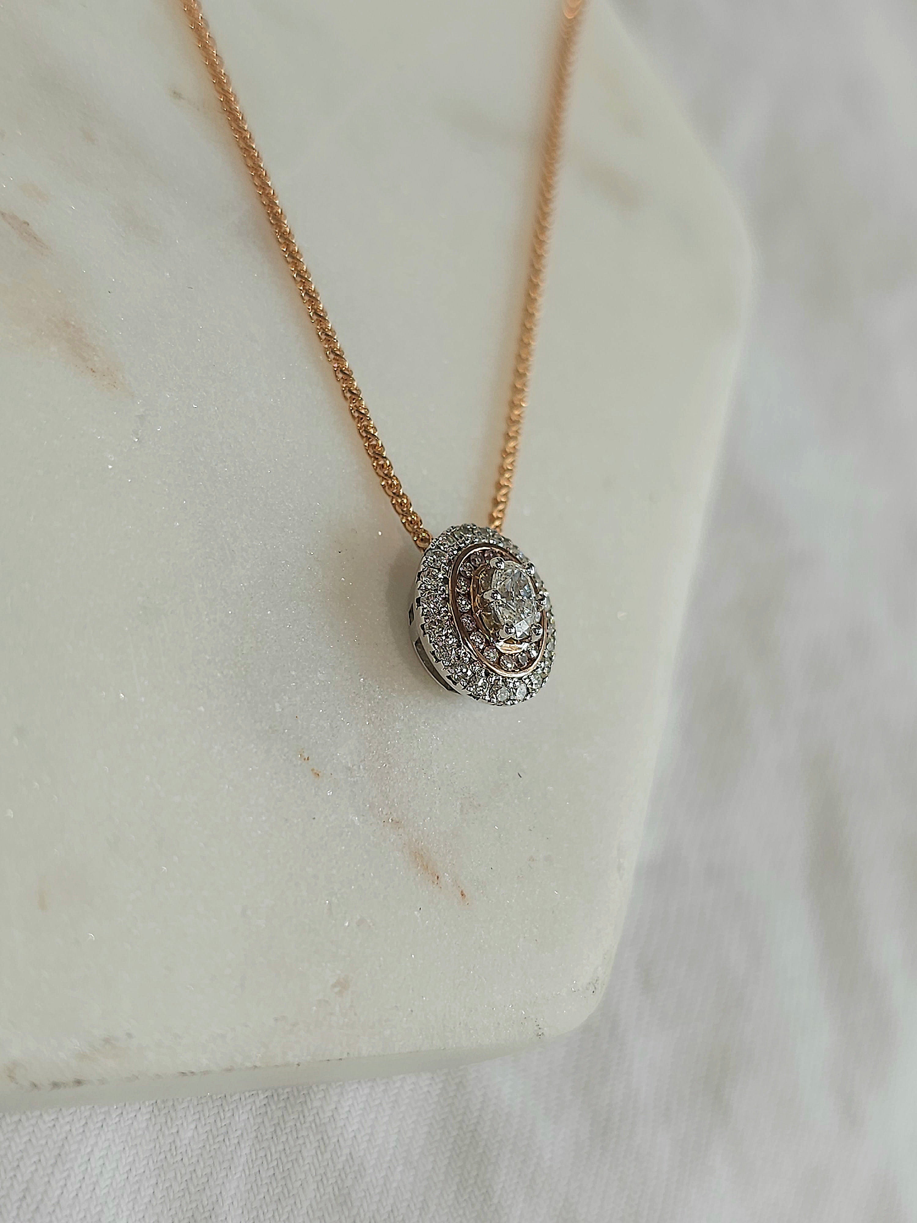 9ct Rose and White gold 'Pink Caviar' Diamond pendant, 0.38ct total