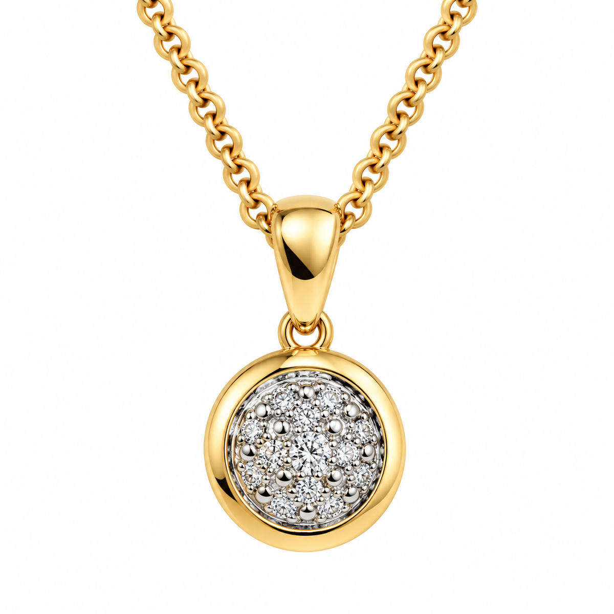 9ct Yellow Gold Diamond Cluster Pendant