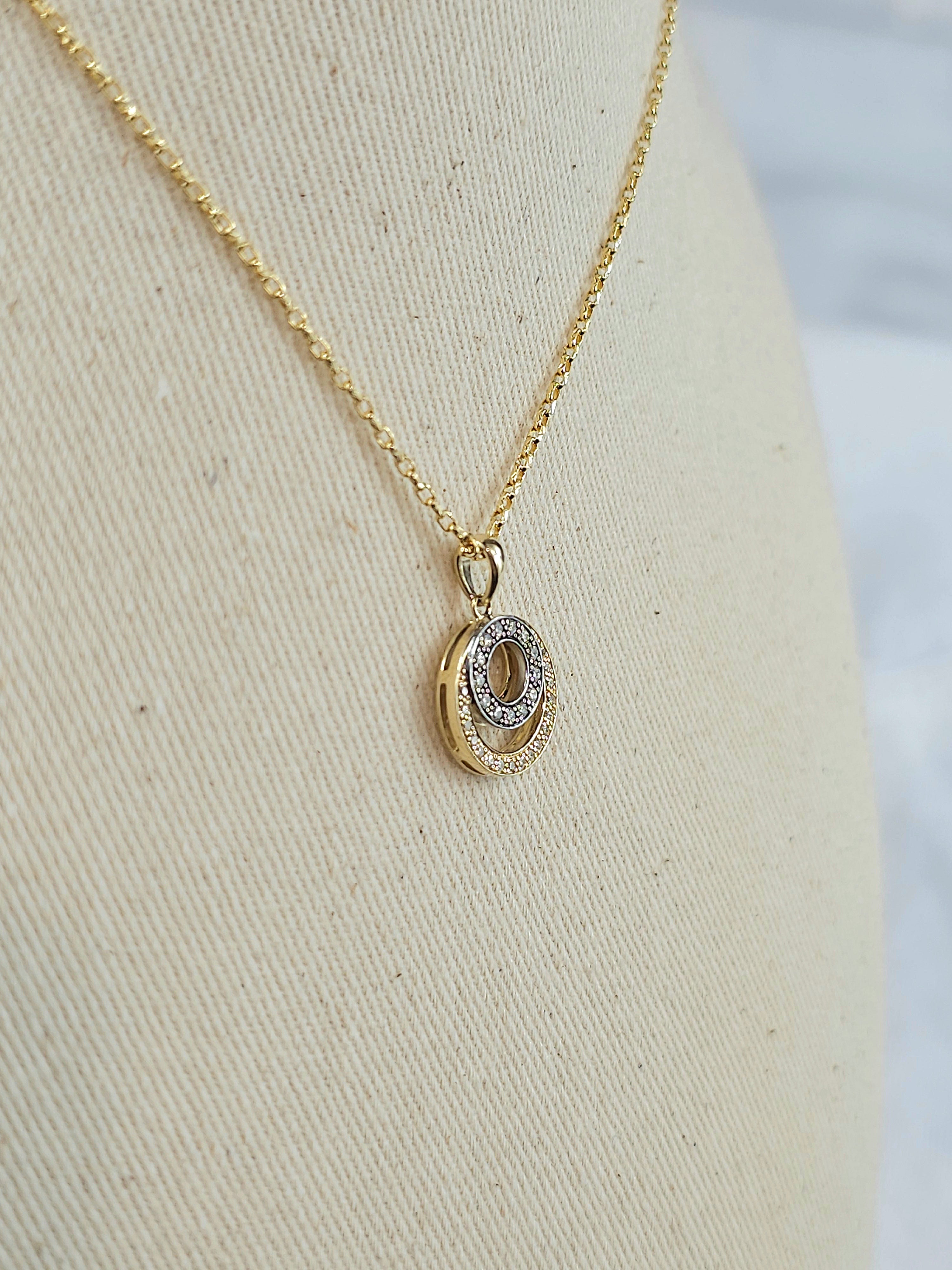 9ct Yellow and White Gold Diamond pendant