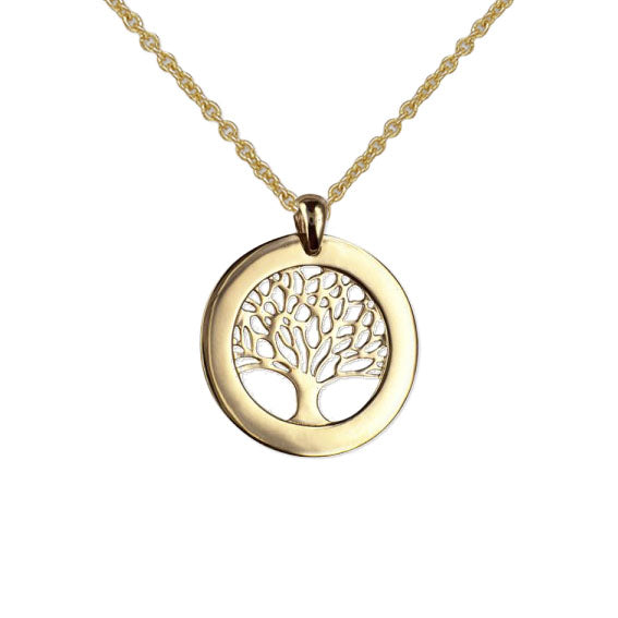 9ct Yellow Gold Tree of Life Disc Pendant