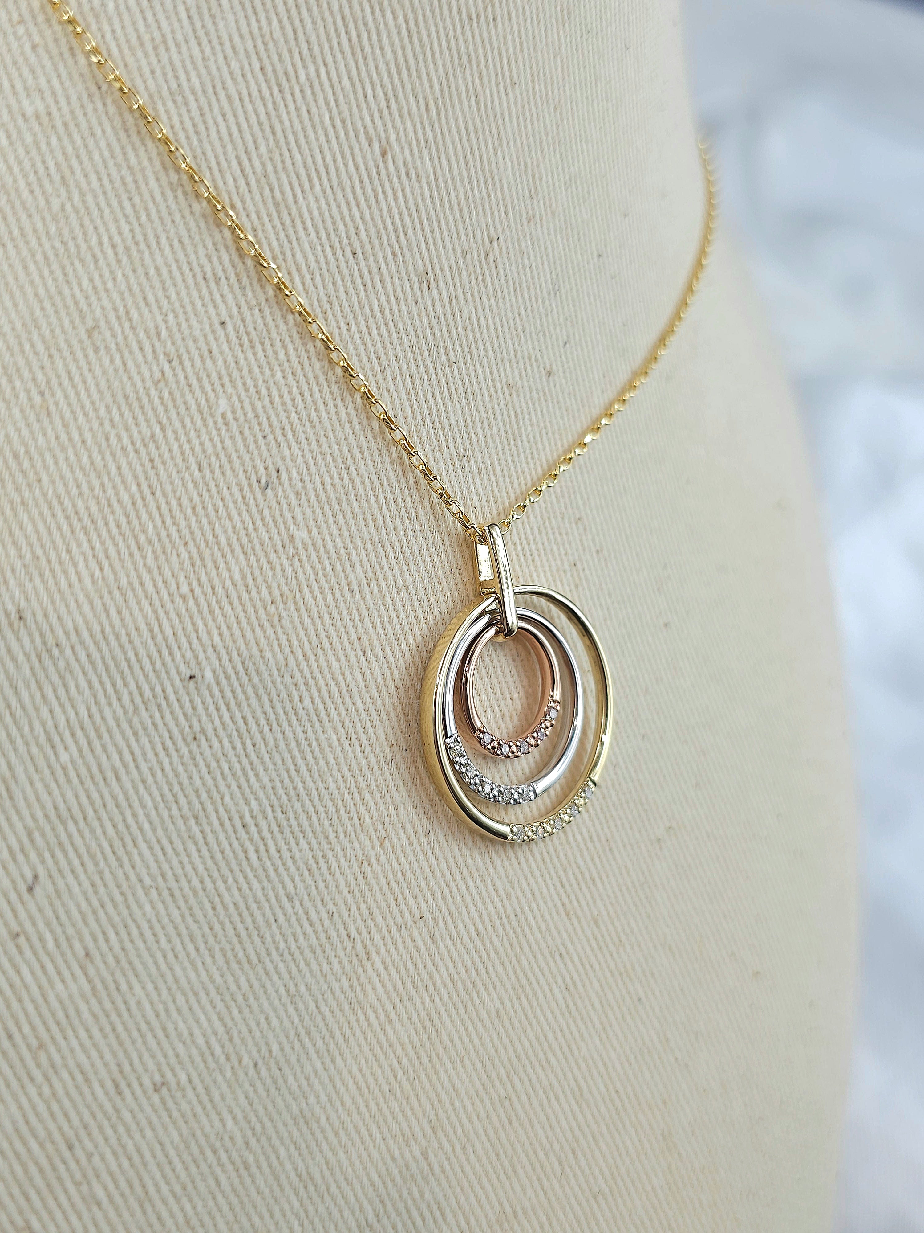 9ct Yellow, Rose and White Gold 'Pink Caviar' Argyle Diamond and Diamond pendant, 0.14ct total