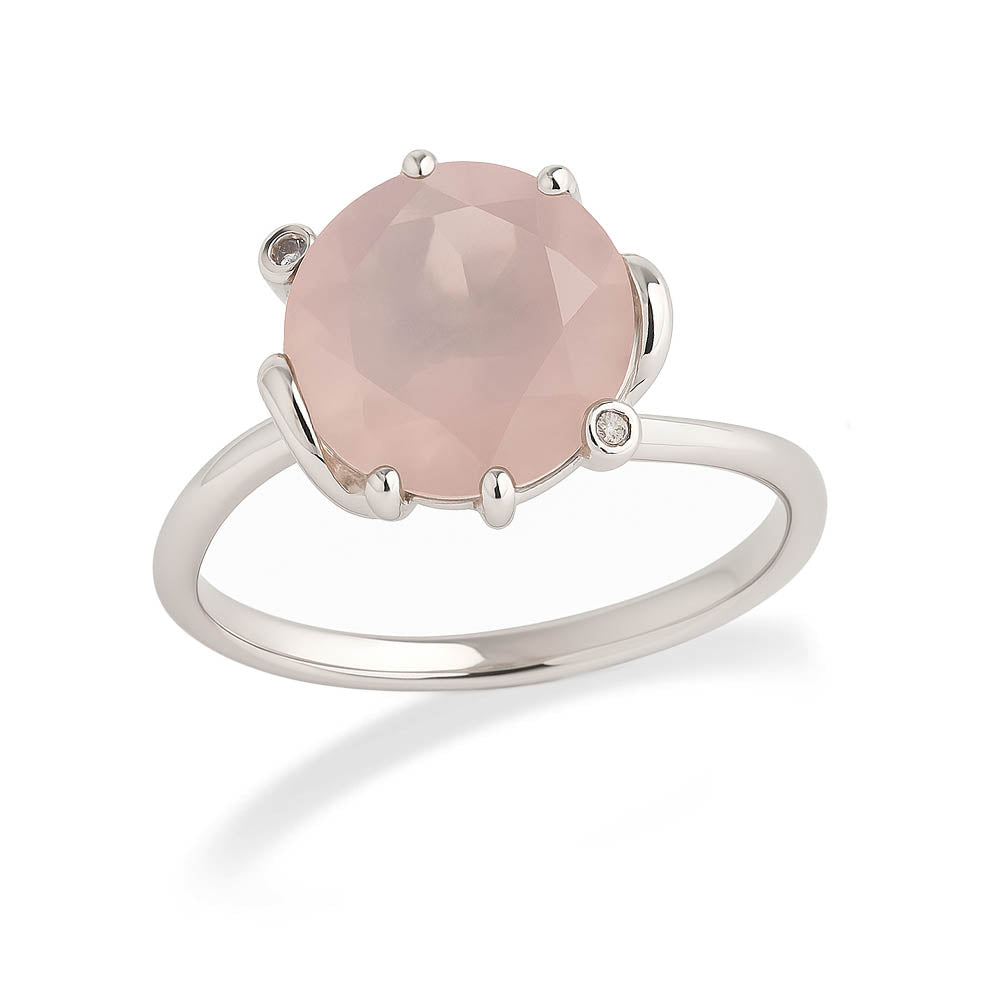 9ct White Gold Rose Quartz Freestyle Ring