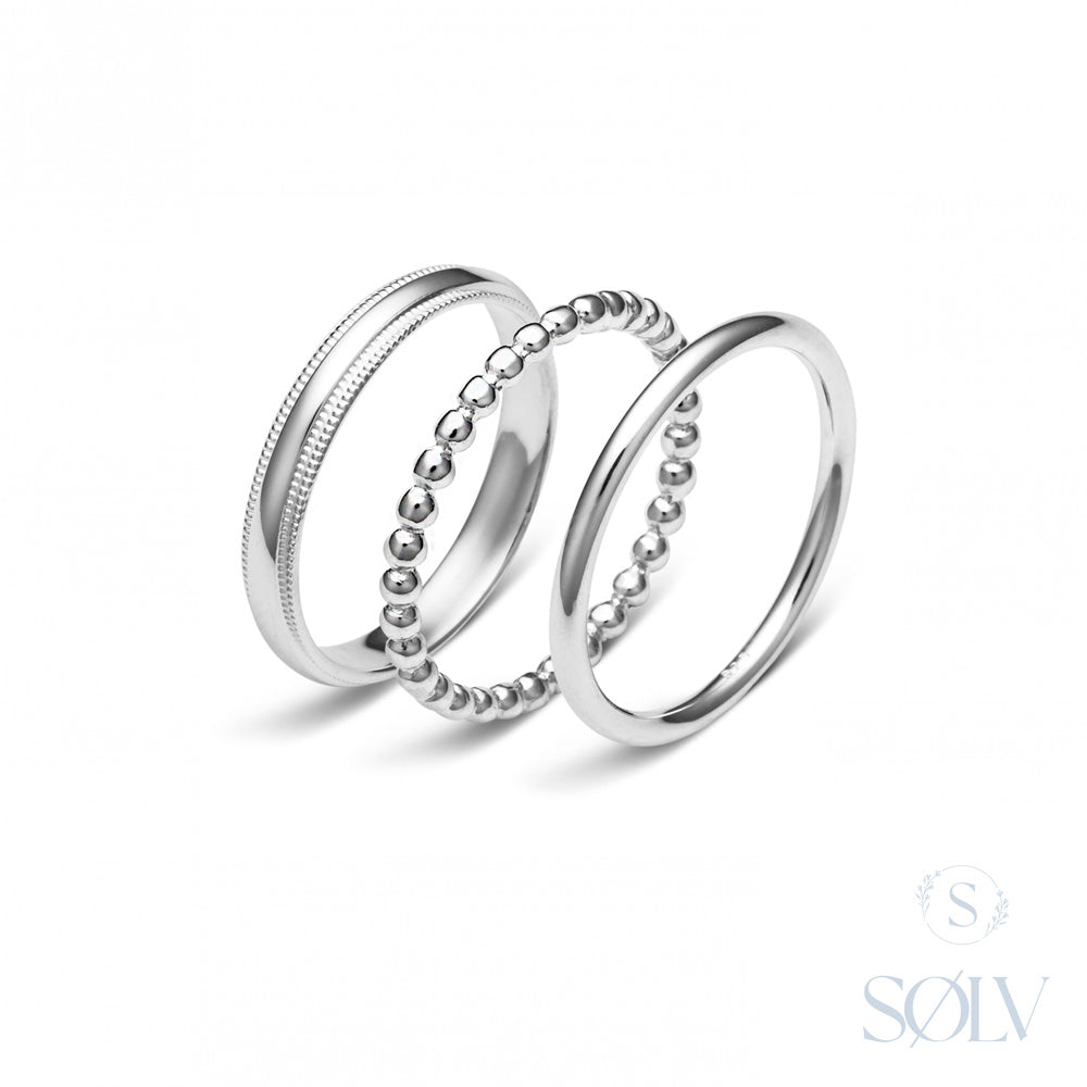 Solv Sterling Silver Ring Set, Size 7