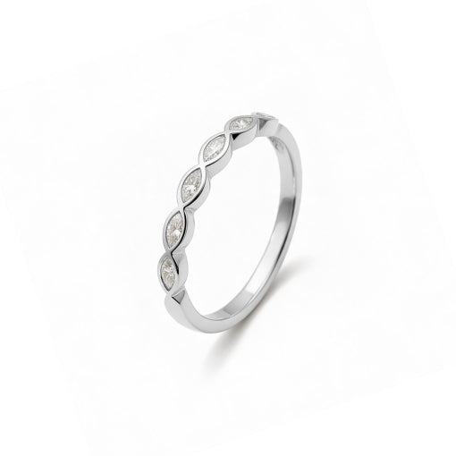 Solv Sterling Silver Cubic Zirconia Marquise Ring