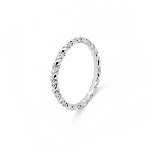 Solv Sterling Silver Cubic Zirconia Stacker Ring