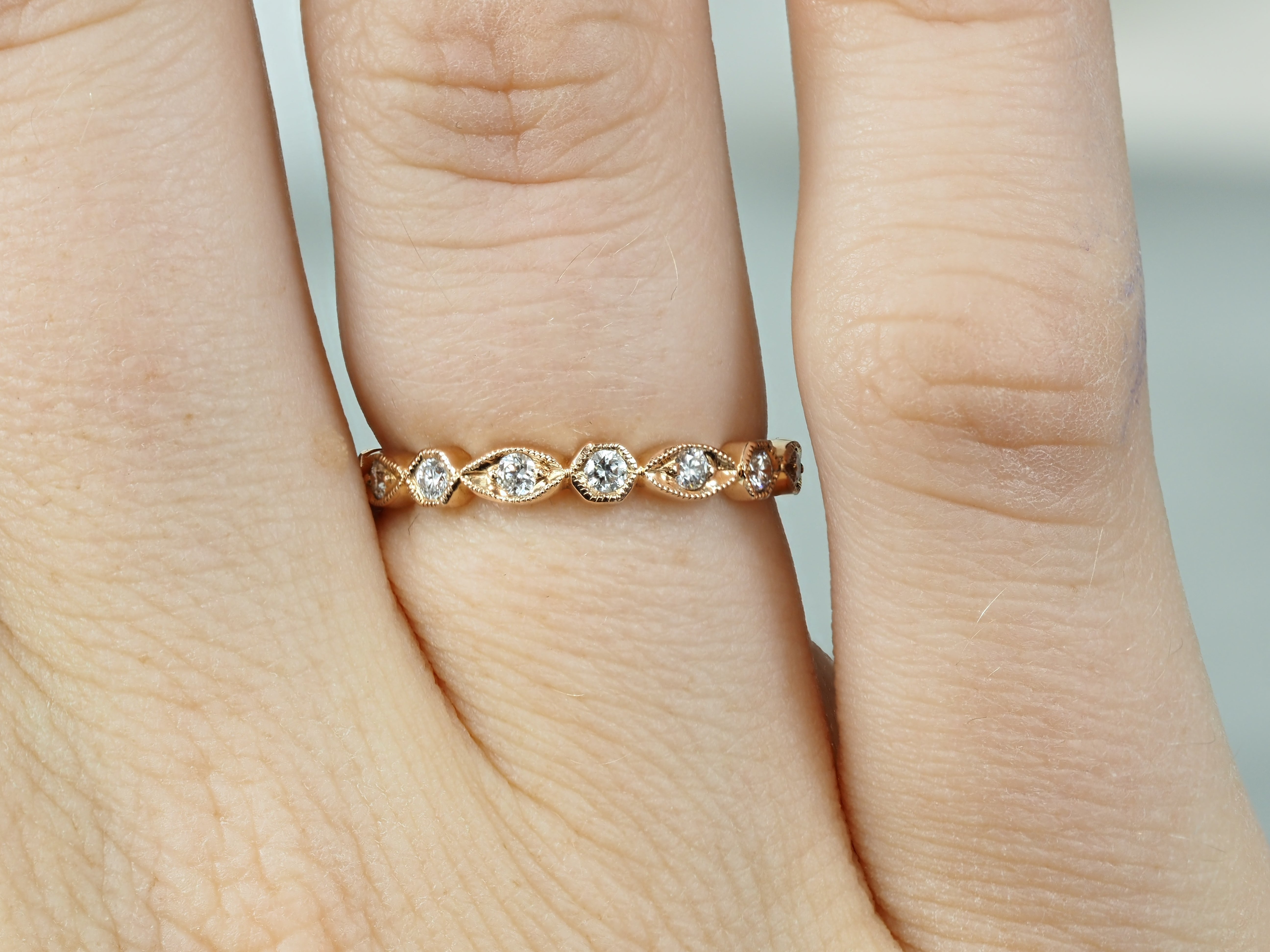 18ct Rose Gold Vintage Style Diamond Ring, 0.23ct Total