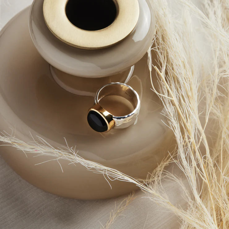 Najo Sterling Silver Chroma Black Onxy Ring