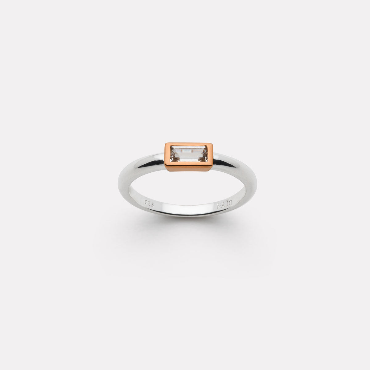NAJO Skye Two-Tone Cubic Zirconia Ring Silver & Rose Gold (Medium)