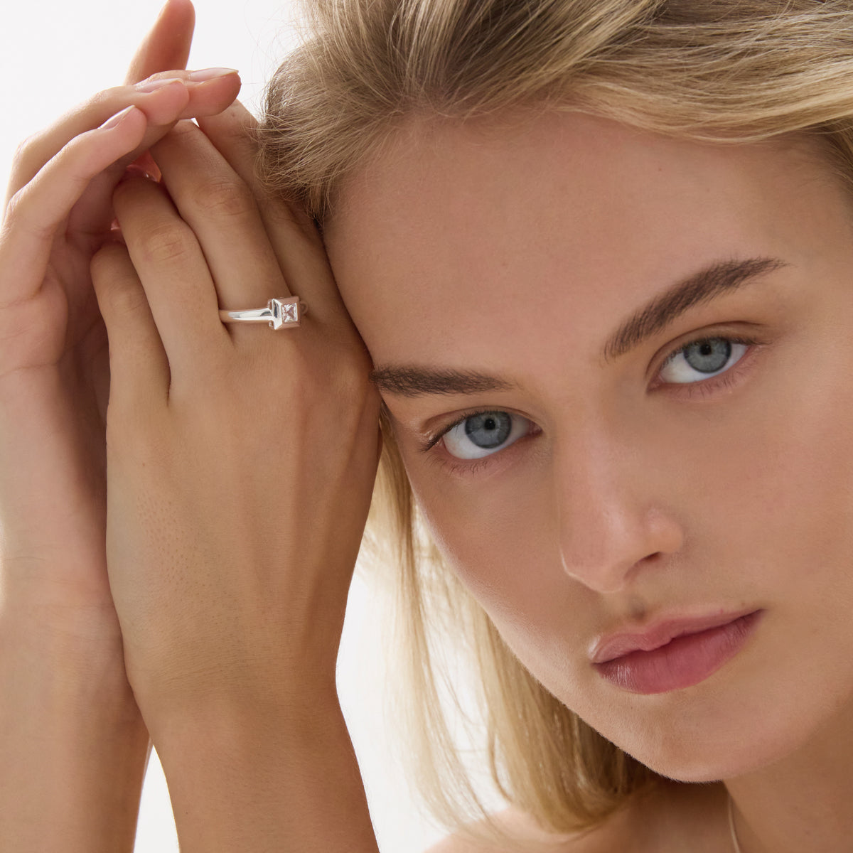 NAJO Halo Cubic Zirconia Ring Silver (Medium)