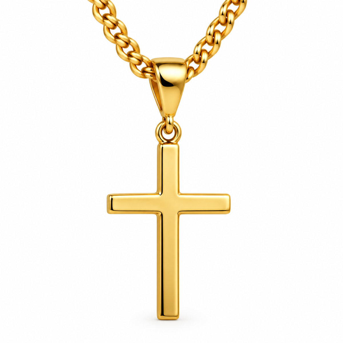 9ct Yellow Gold Plain Flat Cross Pendant