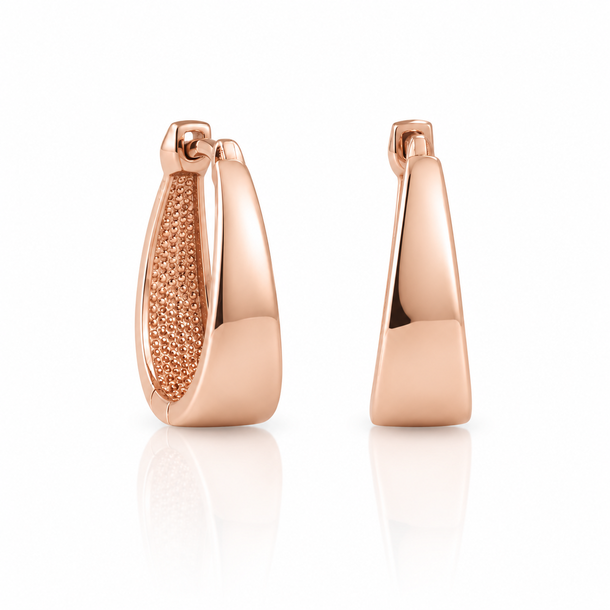 9ct Rose Gold Tappered Huggie Earrings