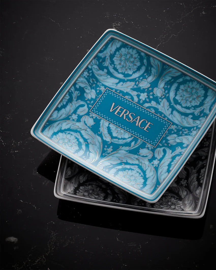 Versace Barocco Teal Square Dish 12 cm