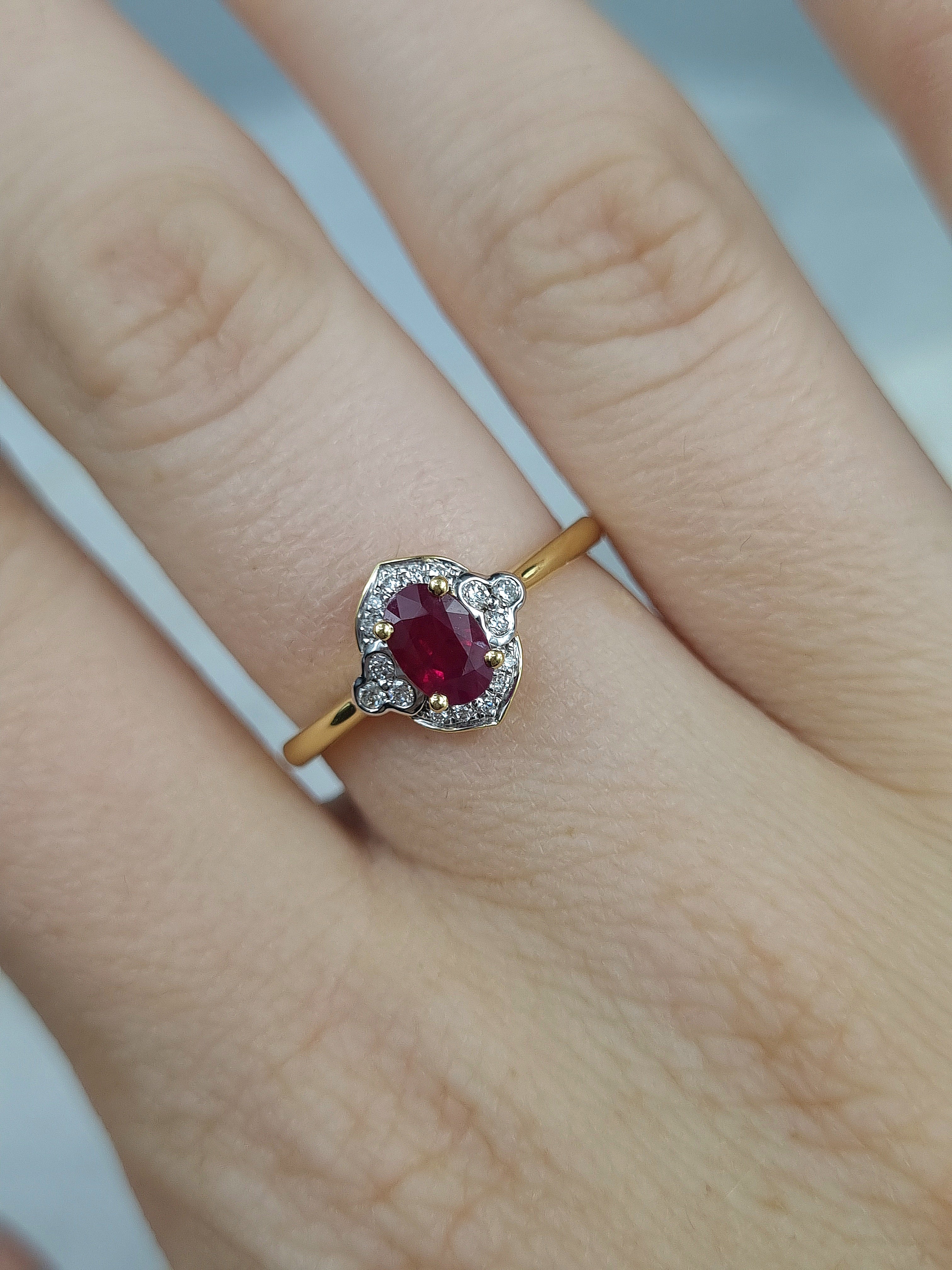18ct Yellow and White Gold Ruby and Diamond ring