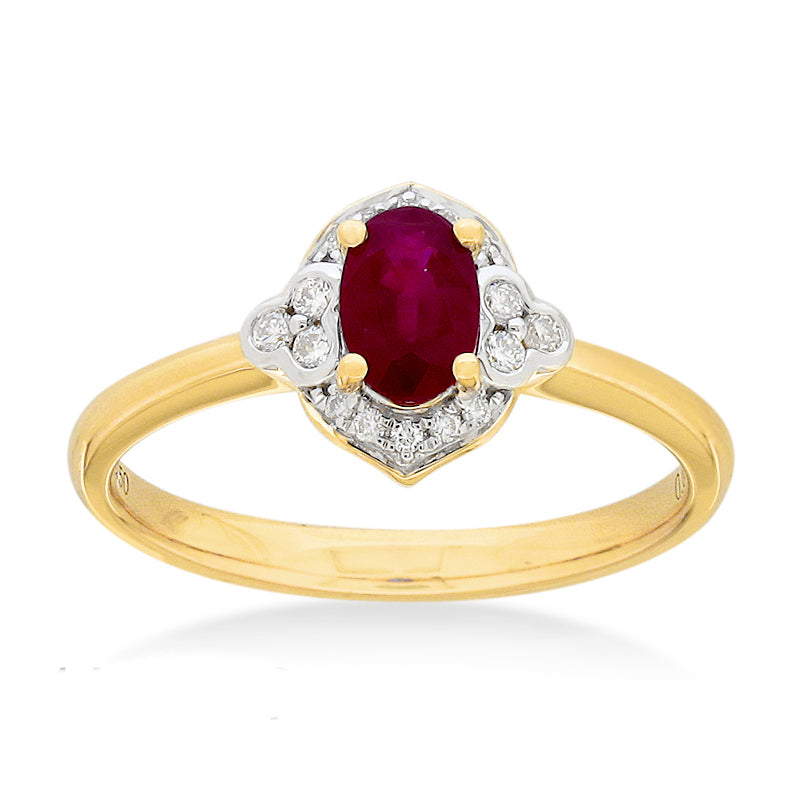 18ct Yellow and White Gold Ruby and Diamond ring