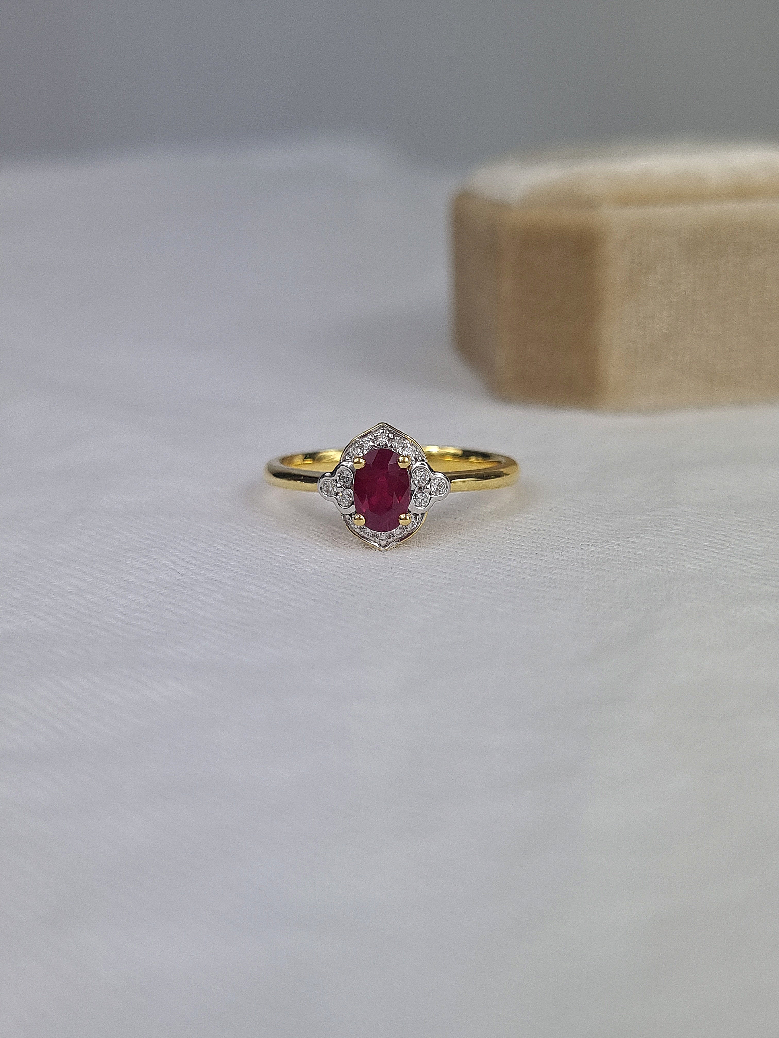 18ct Yellow and White Gold Ruby and Diamond ring