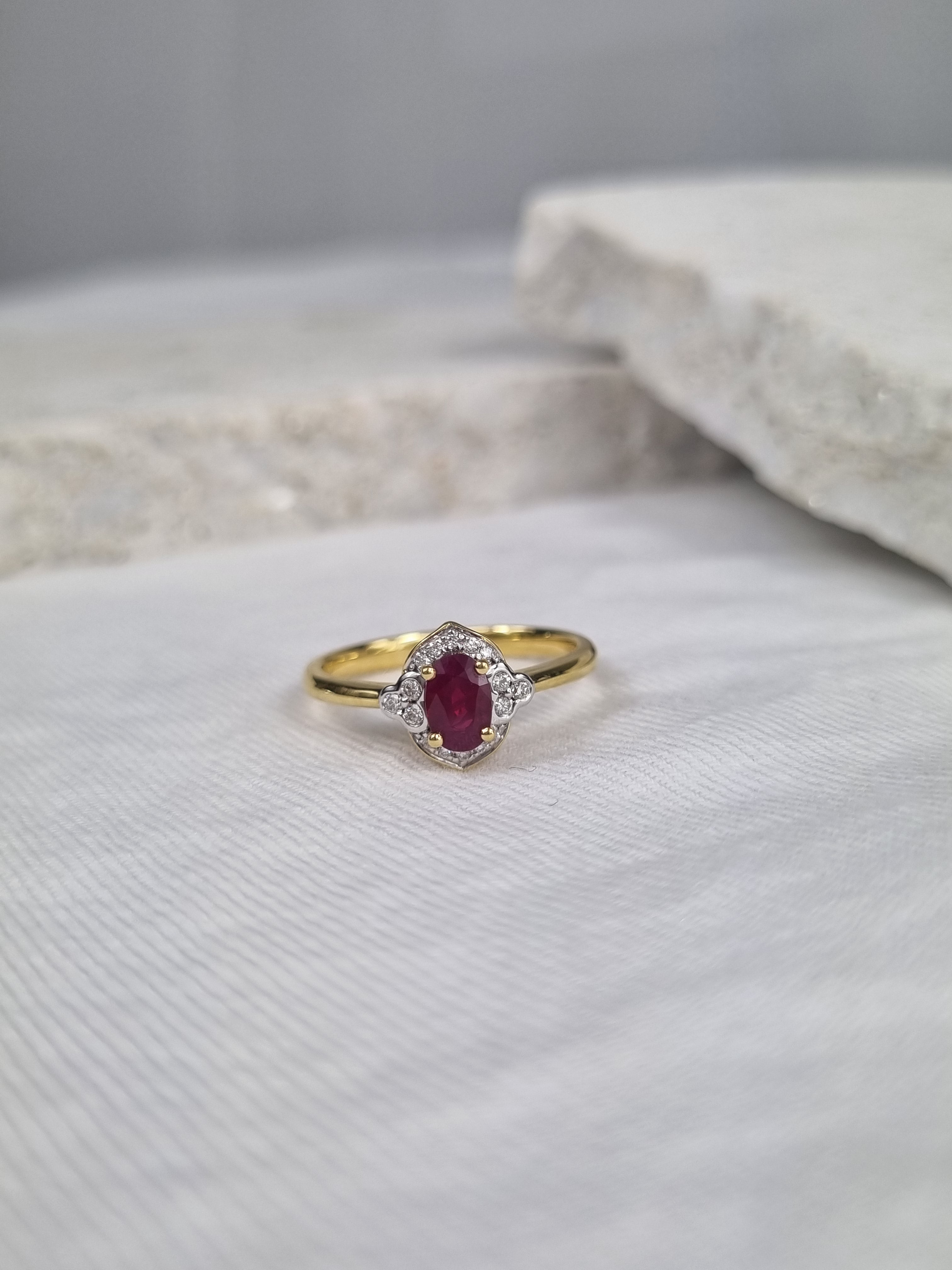 18ct Yellow and White Gold Ruby and Diamond ring