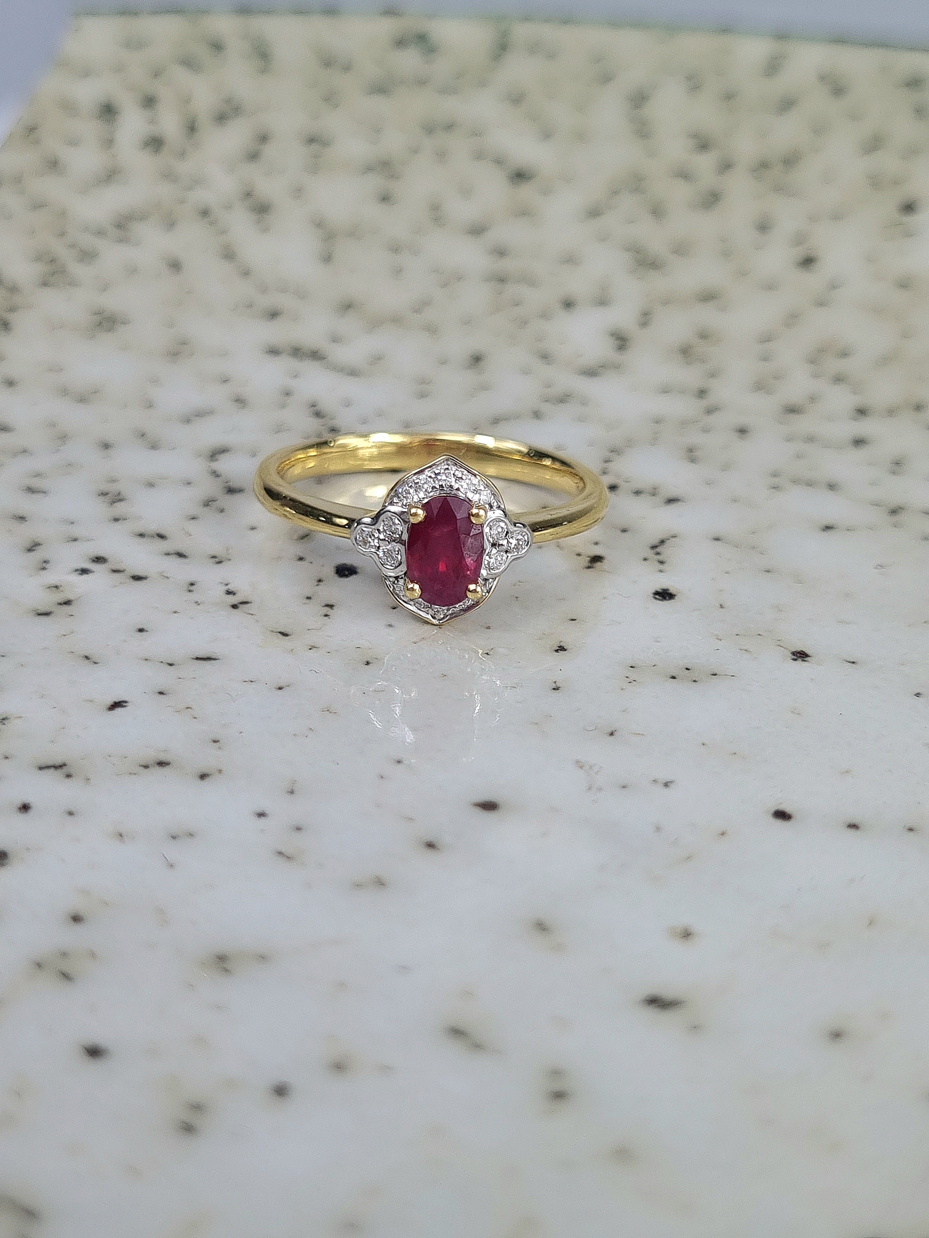 18ct Yellow and White Gold Ruby and Diamond ring