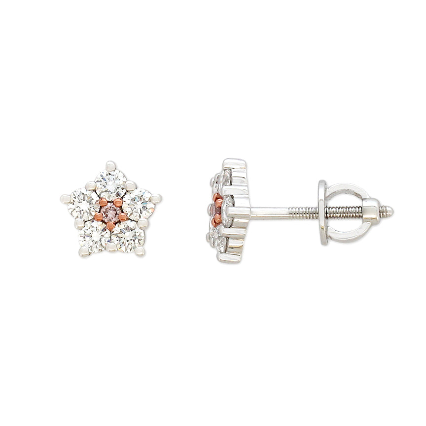 18ct Rose and White gold Diamond and Pink Diamond earrings